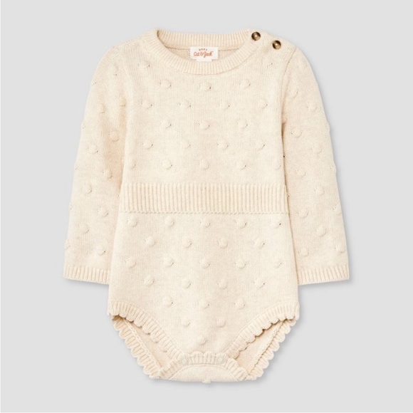 NWT✨ Baby Girls' Bobble Sweater Romper - Cat &
Jack™ Oatmeal 6-9M - Picture 1 of 4
